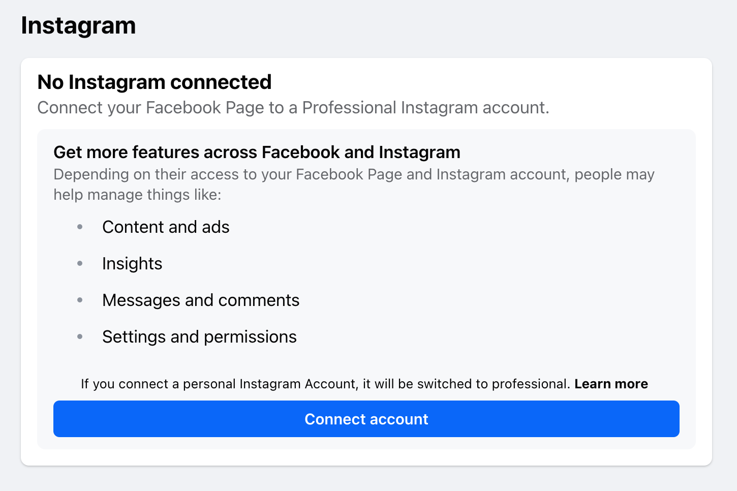 No Instagram connected > Connect account.png