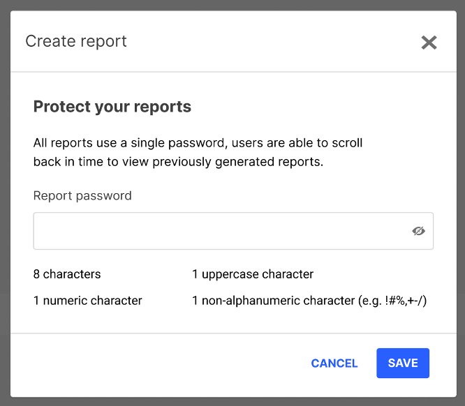 Listen create report password.png