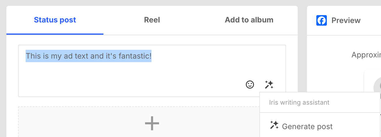 Generate post in Publish writing assistant.png