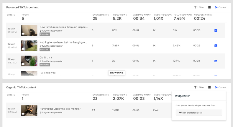 TikTok content metrics in Measure.png